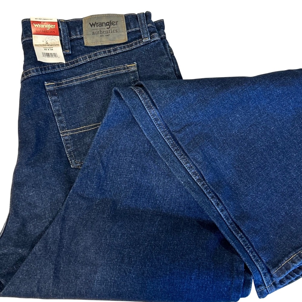 Wrangler Authentics Mens 40x34 Dark‎ Wash Straight Fit Denim Jeans NWT